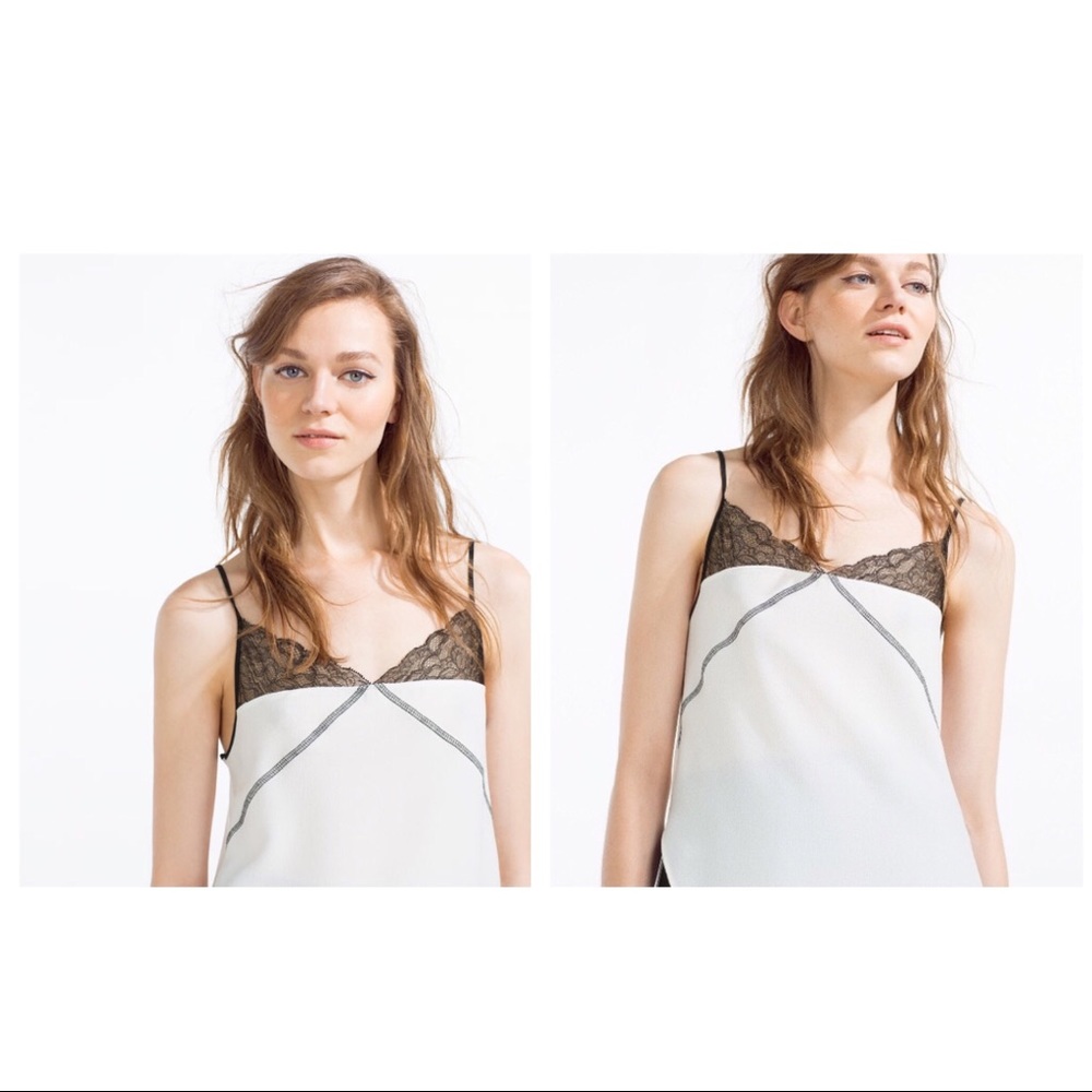 NWT ZARA TWO-TONE BLONDE LACE TOP SZ S
